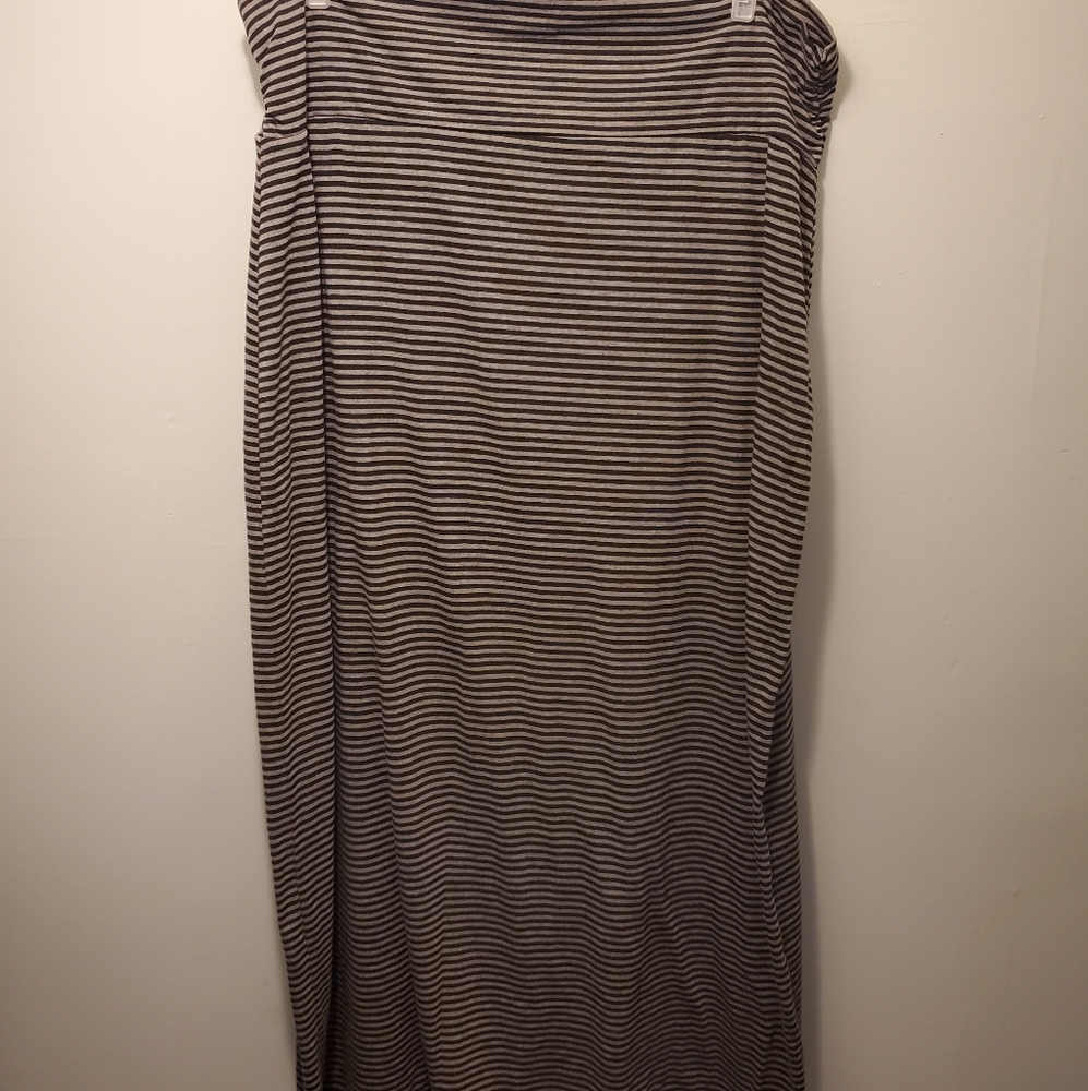 Faded Glory Black and Gray Striped Maxi Skirt XXL
